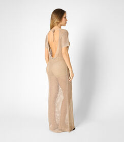 Vestito donna in maglina oro, scollato sulla schiena, Valerio 1966, 25B472799TSOROGUNI, 002 preview