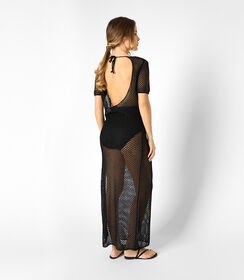 Vestito donna in maglina nero, scollato sulla schiena, Valerio 1966, 25B472799TSNEROI, 002 preview