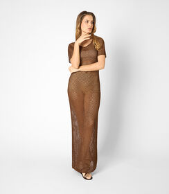 Vestito donna in maglina color rame, scollato sulla schiena, Valerio 1966, 25B472799TSRAMEUNI, 001 preview