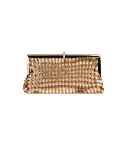 Clutch da donna in laminato oro con pietre, Valerio 1966, 2504T0351LPOROGUNI, 001