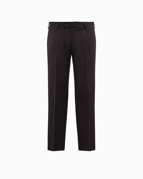 Pantaloni da completo testa di moro e blu con pieghe frontali, MOBL