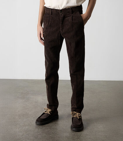 Pantaloni in velluto testa di moro da uomo, Valerio 1966, 26N9T1921VLMORO42, 002