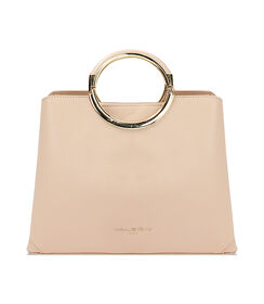 Borsa a mano donna beige con manico circolare, Valerio 1966, 2523T3636EPBEIGUNI, 001 preview