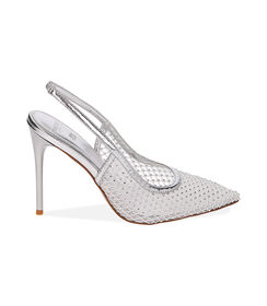 Slingback argento in rete, tacco 10,5 cm, Valerio 1966, 2121T9736TSARGE036, 001 preview