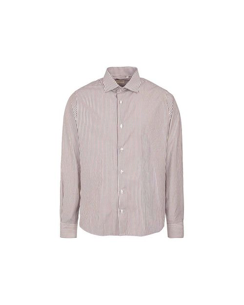 Camicia marrone a righe verticali, BROWN