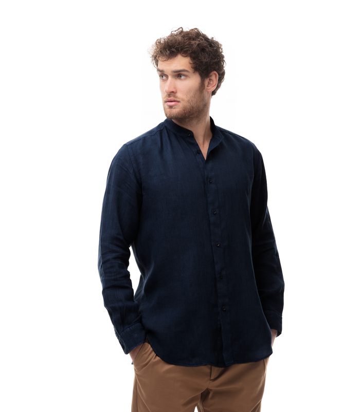 Camicia blu in lino