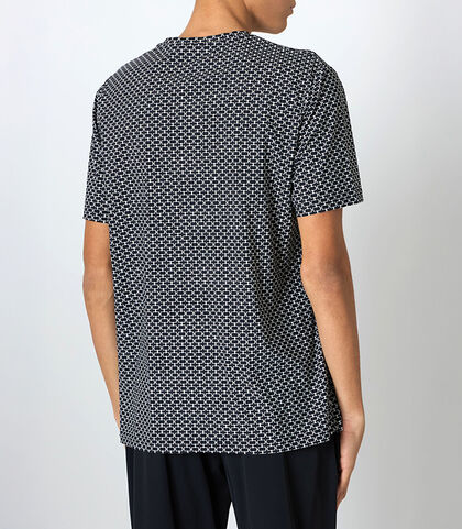 T-shirt da uomo stretch bianco-nero, Valerio 1966, 25R1T2412TSBINE42, 002