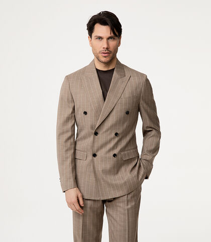 Completo giacca marrone-beige a righe sottili, Valerio 1966, 2786T1001TSMABE42, 002