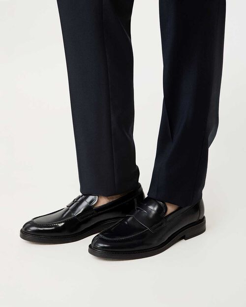 Mocassino blu con cinturino decorativo, BLUE