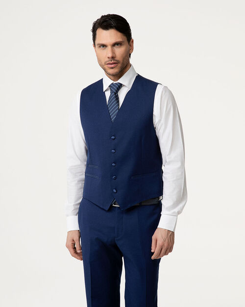 Gilet blu royal con bottoni rivestiti, MULTI COLOR