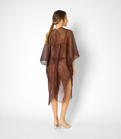Poncho da donna in tessuto bronzo, Valerio 1966, 25B4T0202TSBRONI, 002