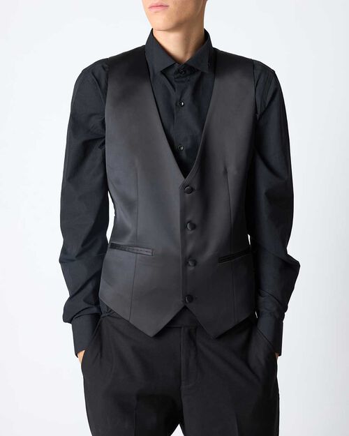 Gilet da uomo nero elegante, BLACK