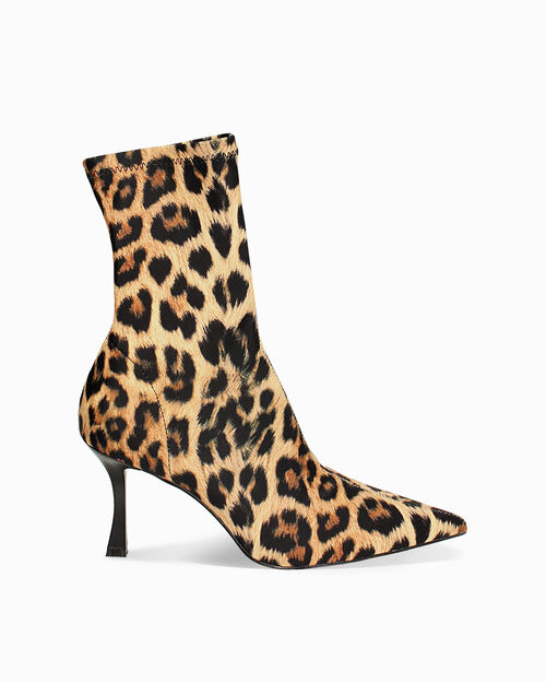 Tronchetto leopardato in lycra, tacco 8 cm, LEOPARD