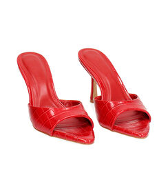 Mules da donna stampa cocco rosse, tacco 8,5 cm, Valerio 1966, 2549T3088CCROSS037, 003 preview