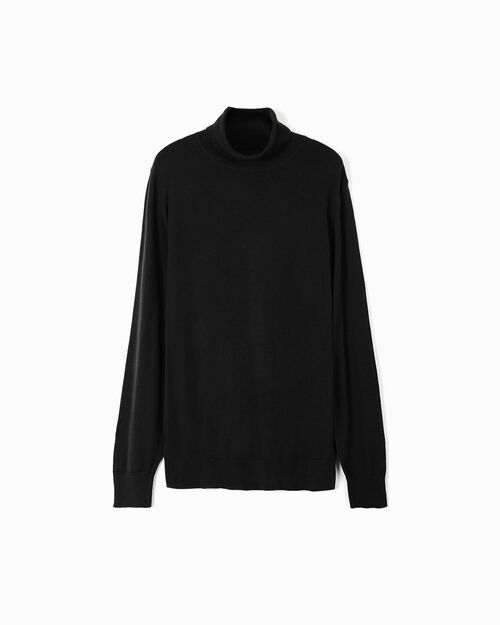 Maglione dolcevita da uomo nero, BLACK