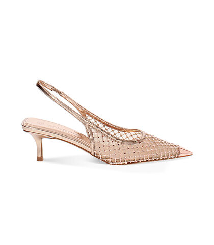 Décolleté slingback rosa oro con strass, Valerio 1966, 2521T9103LPRAOR035, 001