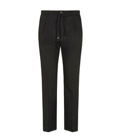 Pantaloni neri con cordoncino in vita, Valerio 1966, 27N9T6051TSNERO42, 001 preview