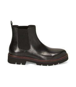 Stivaletti neri in pelle suola gomma, Valerio 1966, 22U699001PENERO040, 001 preview
