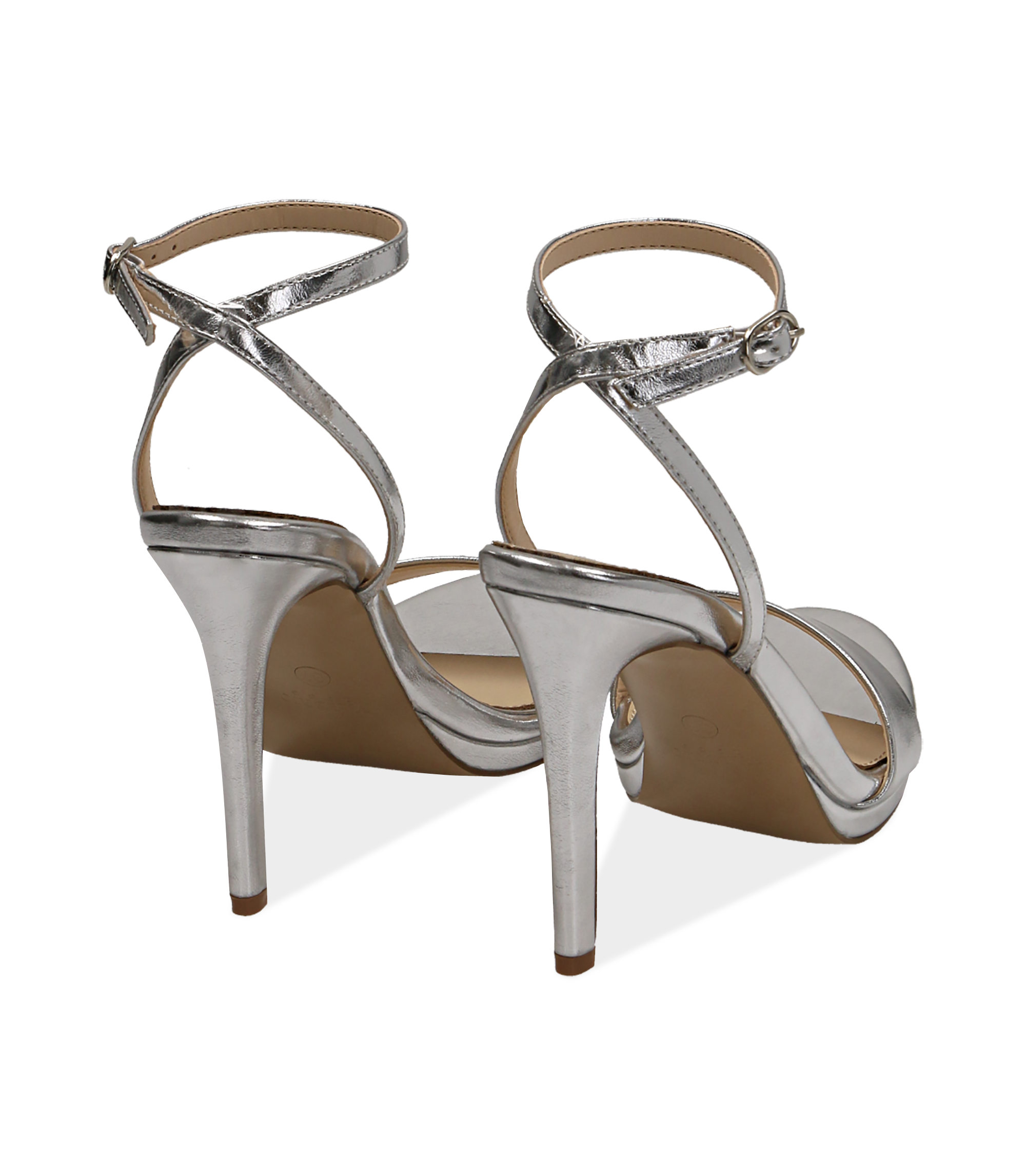 Sandali argento in eco-pelle laminata, tacco 10,50 cm | Valerio 1966