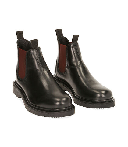 Chelsea boots nero/bordeaux in pelle, Valerio 1966, 1877T6122PENEBO039, 002