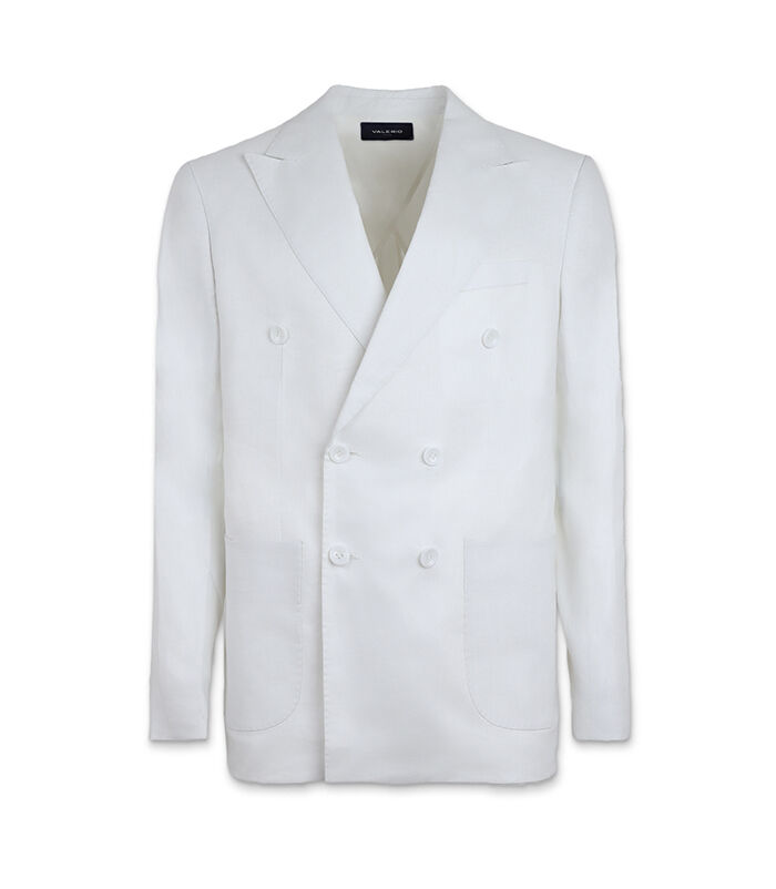 Giacca doppiopetto da uomo in lino bianco, Valerio 1966, 25R1T2437LNBIAN42
