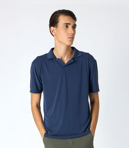 T-shirt uomo con colletto blu, Valerio 1966, 25N8T0043TSBLUNI, 001