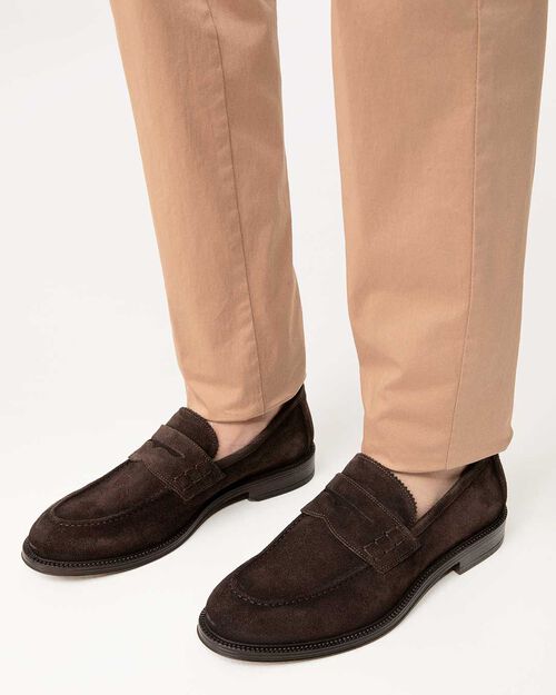 Mocassino testa di moro con fascia decorativa, DK BROWN