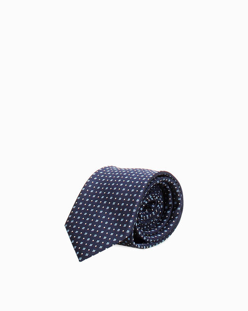 Cravatta blu con motivo geometrico, BLUE