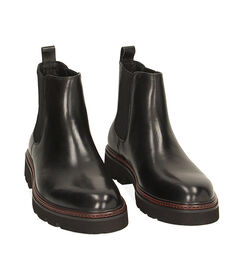 Stivaletti neri in pelle suola gomma, Valerio 1966, 22U699001PENERO040, 002 preview
