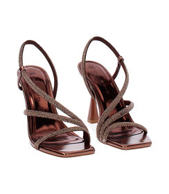 Sandali donna laminati con pietre, color rame, Valerio 1966, 2521T0148LPRAME036, 003 preview