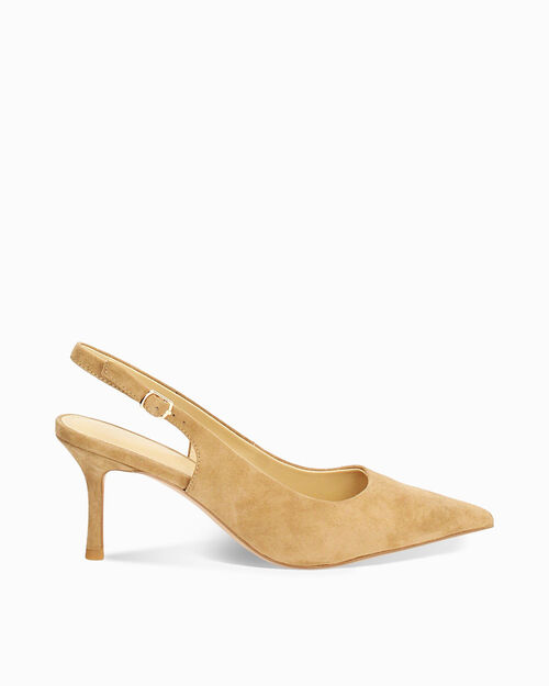 D&eacute;collet&eacute; slingback donna in camoscio beige, BEIGE
