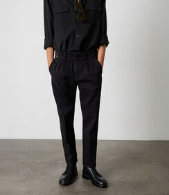 Pantaloni da uomo in tessuto nero, Valerio 1966, 26N9T1990TSNERO46, 002 preview