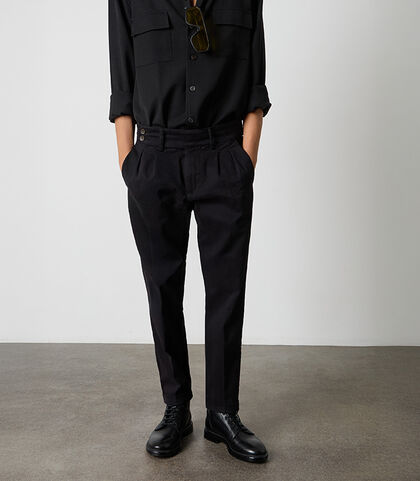 Pantaloni da uomo in tessuto nero, Valerio 1966, 26N9T1990TSNERO42, 002