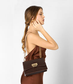 Borsa a tracolla da donna con stampa cocco marrone, Valerio 1966, 2551T6393CCMARRUNI, 002 preview