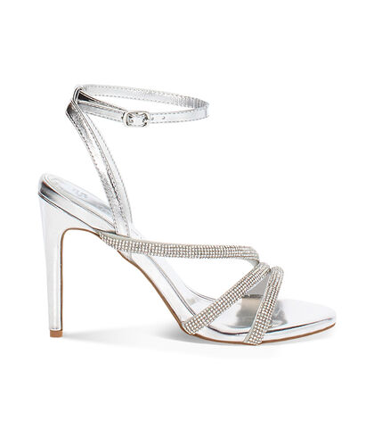 Sandalo con tacco donna argento, tacco 10 cm, Valerio 1966, 2521T4239LPARGE035, 001