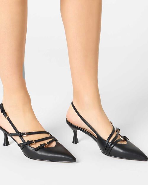 D&eacute;collet&eacute; slingback nere, tacco 6 cm, BLACK