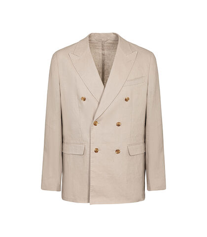 Giacca doppio petto sabbia con bottoni dorati, Valerio 1966, 2784T3636LNSABB42, 001