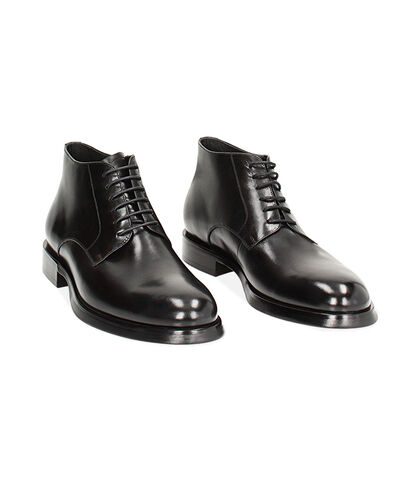 Polacchino stringato nero in pelle, Valerio 1966, 24U6T6322PENERO039, 002