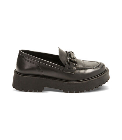 Mocassini platform neri in pelle, Valerio 1966, 22L6T5003PENERO035, 001