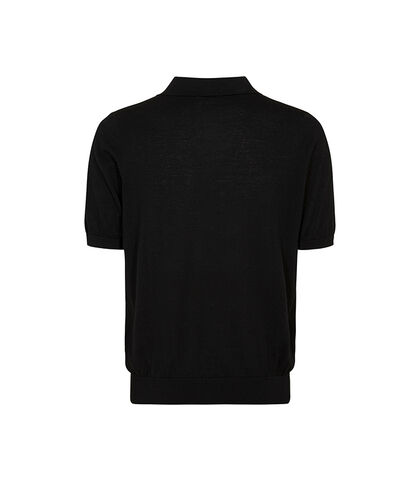 Polo nera con colletto tradizionale, Valerio 1966, 27U4T4757CONEROI, 002