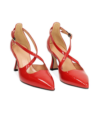 Décolleté rosse in naplak, stile ballet core, tacco 7 cm, Valerio 1966, 24M8T8021NPROSS035, 002