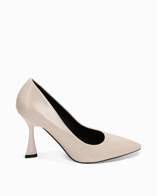 D&eacute;collet&eacute; panna in naplak, tacco 9,5 cm, CREAM