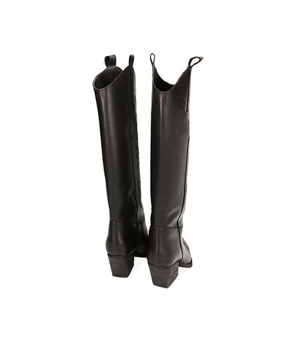 Stivali texani neri in pelle, tacco 7 cm , Donna, 2072T5412PENERO035, 003