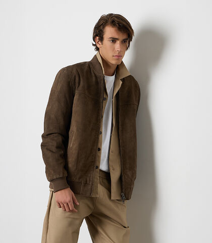 Giubbino da uomo in camoscio marrone, Valerio 1966, 26N7T2016CMMARRI, 001