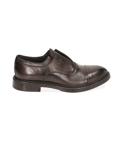 Scarpe senza lacci testa di moro in pelle, SALDI, 2053T4171PEMORO039, 001