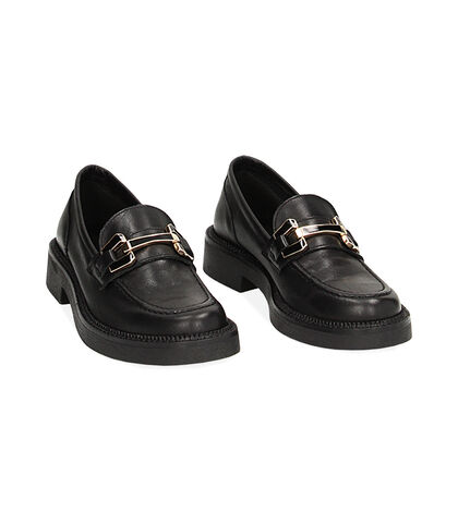 WOMEN SHOES MOCASSINS LEATHER NERO, Valerio 1966, 23L6T5103PENERO035, 002