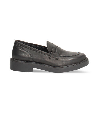 Mocassini da uomo in vera pelle nera, Valerio 1966, 2610T5209PANERO035, 001