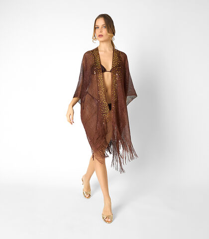Poncho da donna in tessuto bronzo, Valerio 1966, 25B4T0202TSBRONI, 001