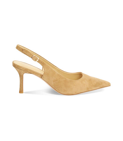 Décolleté slingback donna in camoscio beige, Valerio 1966, 25M5T0601CMBEIG035, 001