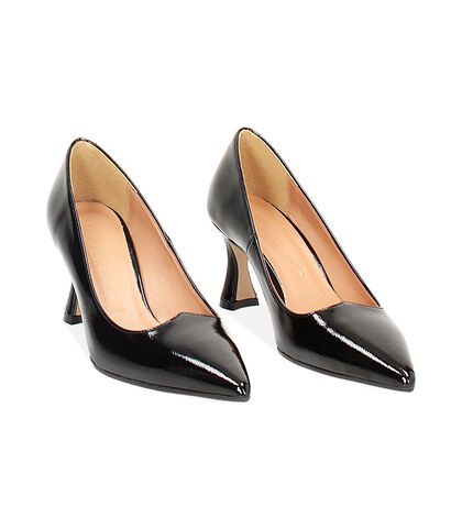 Décolleté nere in naplak, tacco 7 cm, Valerio 1966, 24M8T8020NPNERO035, 002